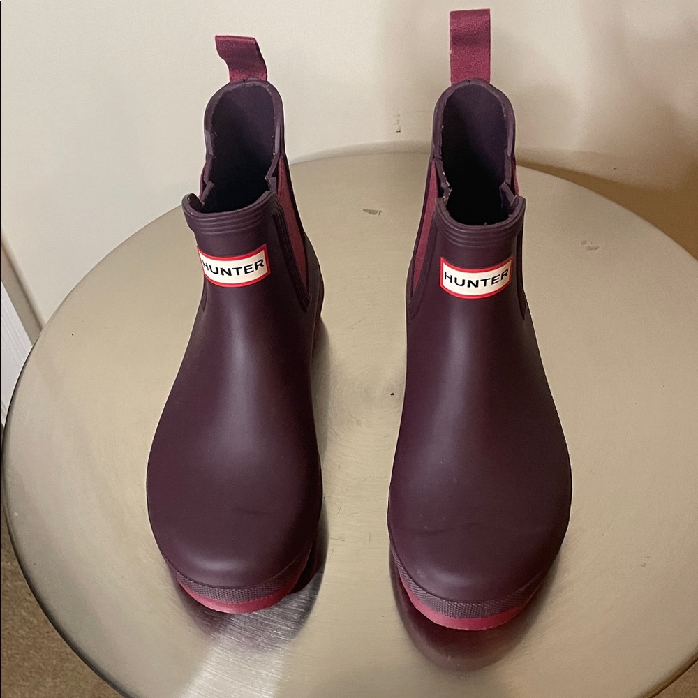 Hunter Chelsea Rain Boots in Deep Burgundy